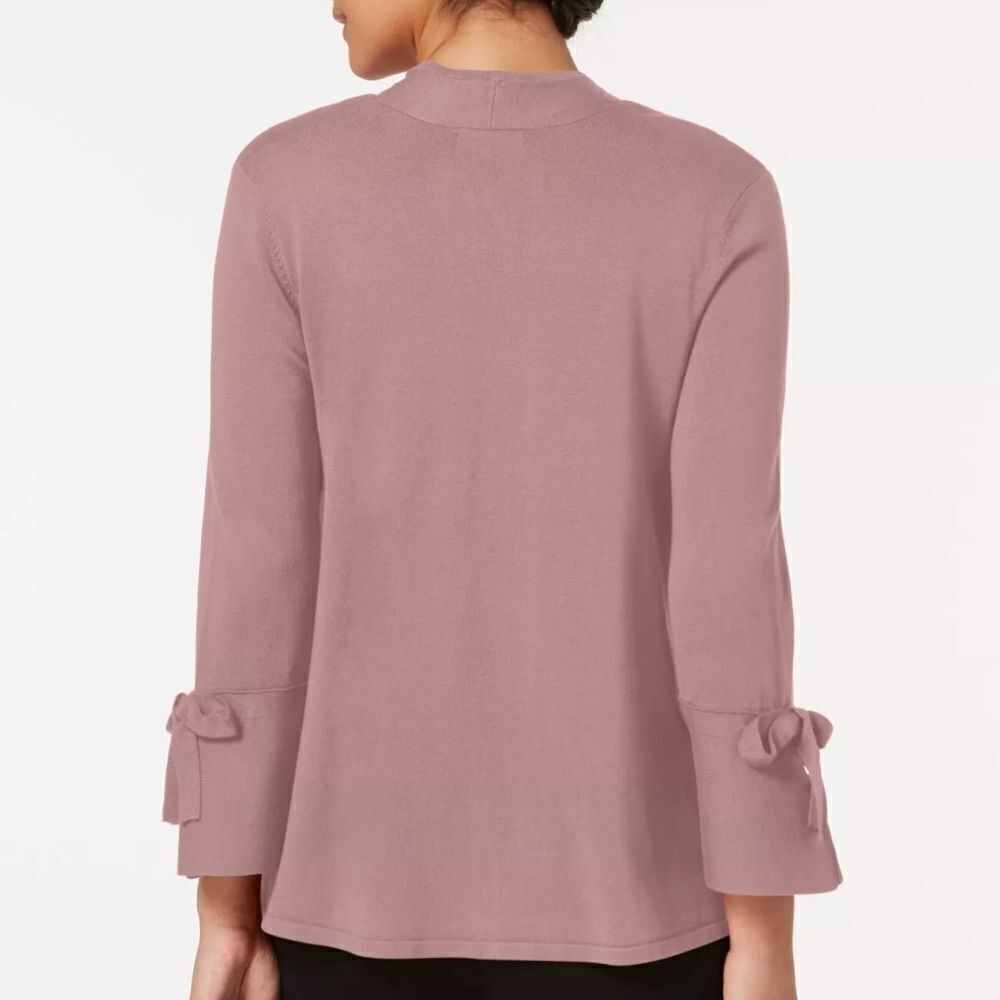 Alfani Pink Bell Tie-Sleeve Open Cardigan - Picture 2 of 7